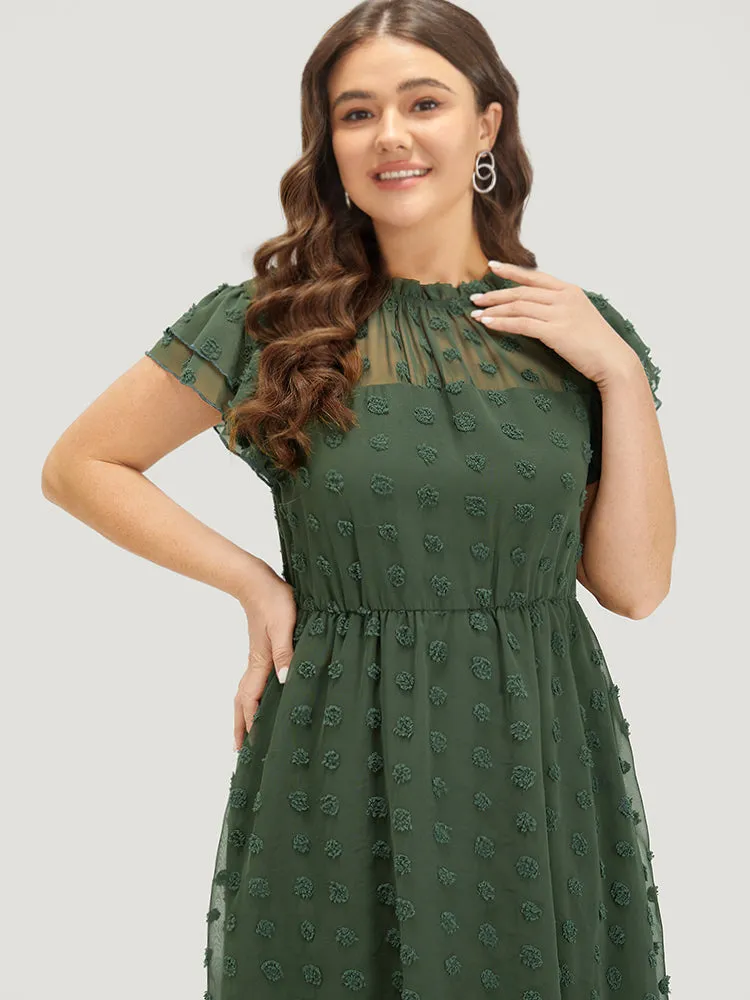 Solid Polka Dot Mesh Frill Trim Flutter Dress sold by Bloomchic product image thumbnail 5