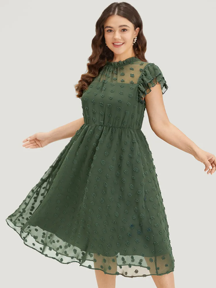Solid Polka Dot Mesh Frill Trim Flutter Dress sold by Bloomchic product image thumbnail 2