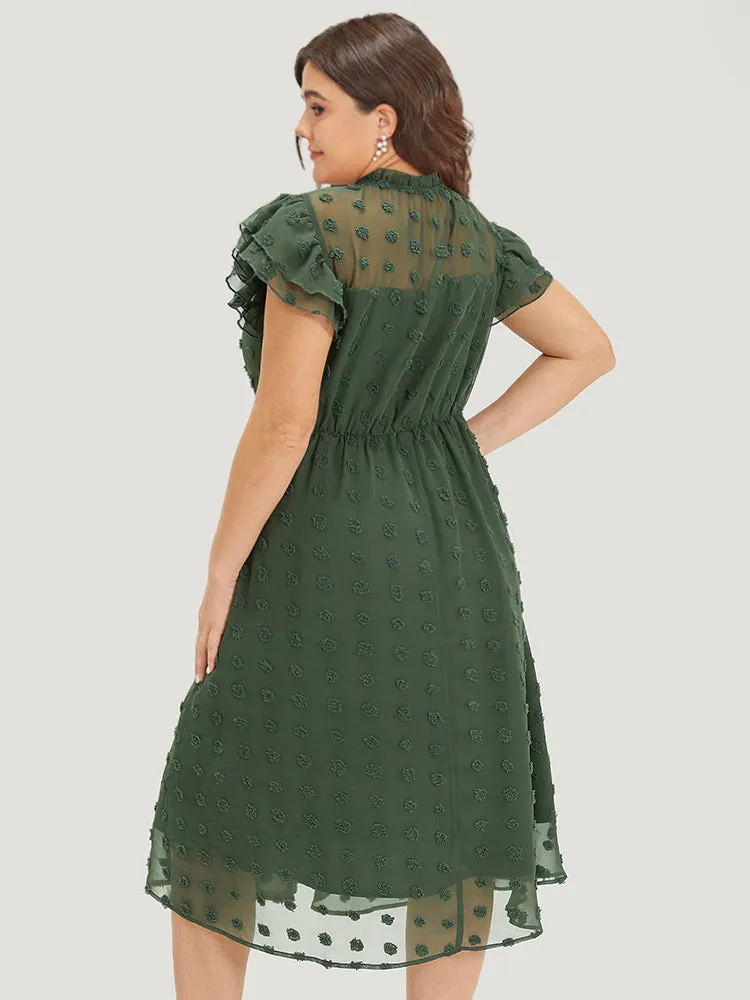 Solid Polka Dot Mesh Frill Trim Flutter Dress sold by Bloomchic product image thumbnail 3