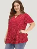 Polka Dot Keyhole Flutter Sleeve Layered Hem Blouse sold by Bloomchic