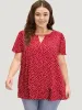 Polka Dot Keyhole Flutter Sleeve Layered Hem Blouse sold by Bloomchic
