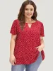 Polka Dot Keyhole Flutter Sleeve Layered Hem Blouse sold by Bloomchic