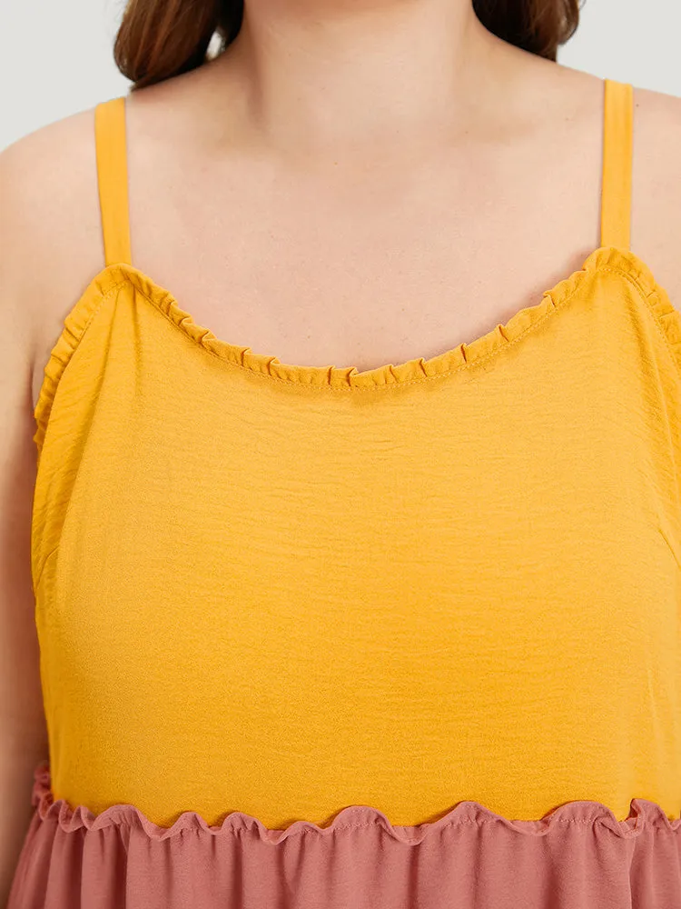 Colorblock Contrast Flutter Hem Frill Trim Cami Dress sold by Bloomchic product image thumbnail 5