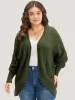 Solid Batwing Sleeve Curved Hem Cardigan sold by Bloomchic