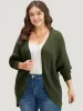 Solid Batwing Sleeve Curved Hem Cardigan sold by Bloomchic