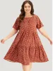 Ditsy Floral Pocket Layered Patchwork Crew Neck Dress sold by Bloomchic
