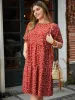 Ditsy Floral Pocket Layered Patchwork Crew Neck Dress sold by Bloomchic