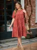 Ditsy Floral Pocket Layered Patchwork Crew Neck Dress sold by Bloomchic