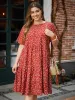 Ditsy Floral Pocket Layered Patchwork Crew Neck Dress sold by Bloomchic