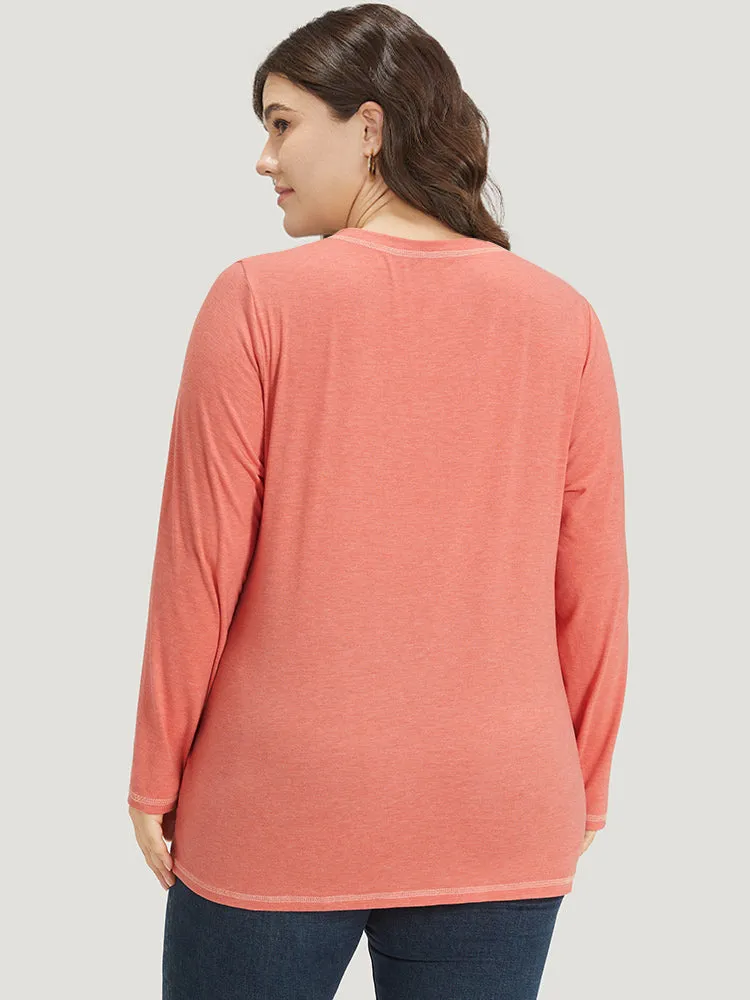 Plain Crisscross V Neck Contrast Trim T-shirt sold by Bloomchic product image thumbnail 2