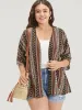 Boho Print Open Front Half Sleeve Kimono sold by Bloomchic