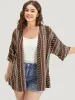 Boho Print Open Front Half Sleeve Kimono sold by Bloomchic