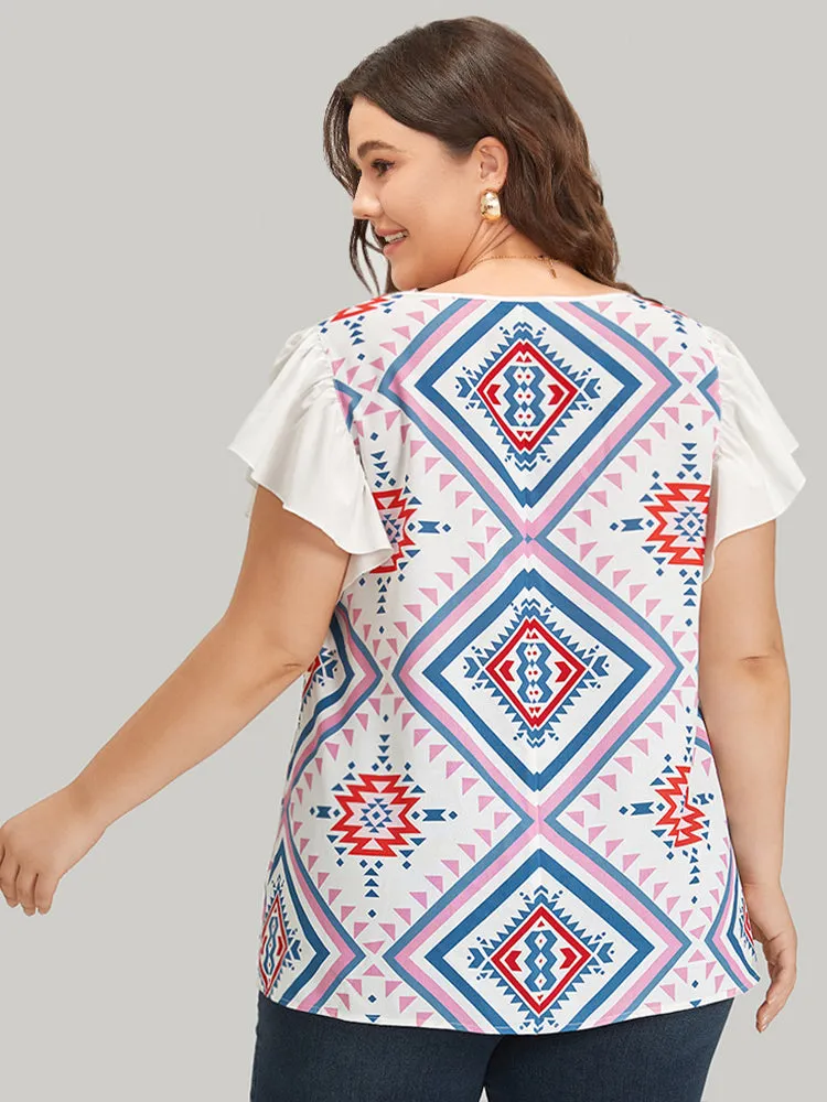 Bandana Print Flutter Cap Sleeve Gathered Blouse sold by Bloomchic product image thumbnail 5