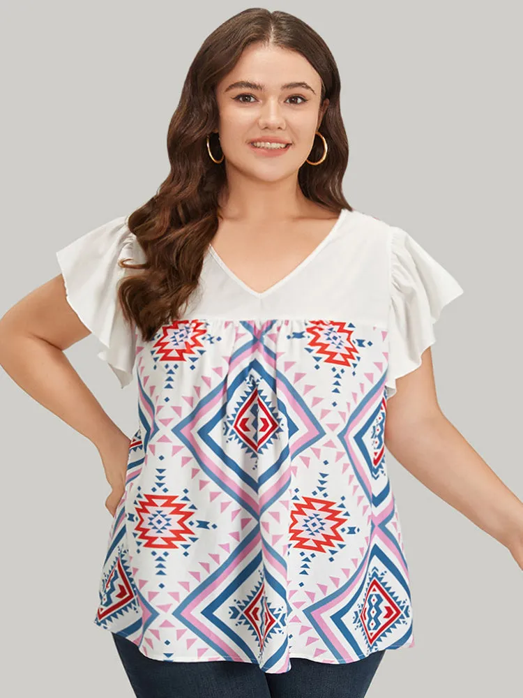 Bandana Print Flutter Cap Sleeve Gathered Blouse sold by Bloomchic product image thumbnail 2