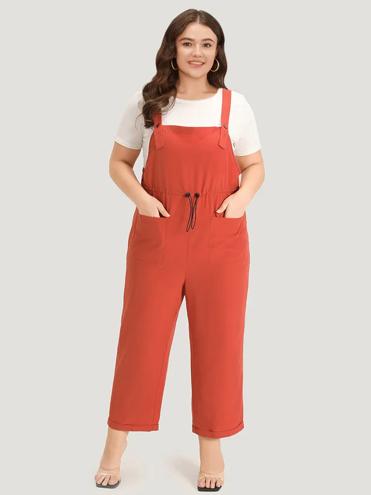 Plain Button Up Pocket Roll Hem Drawstring Jumpsuit sold by Bloomchic product image thumbnail 3