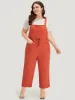 Plain Button Up Pocket Roll Hem Drawstring Jumpsuit sold by Bloomchic