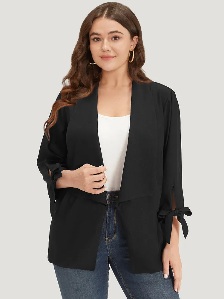 Solid Twist Sleeve Asymmetrical Hem Blazer sold by Bloomchic product image thumbnail 2