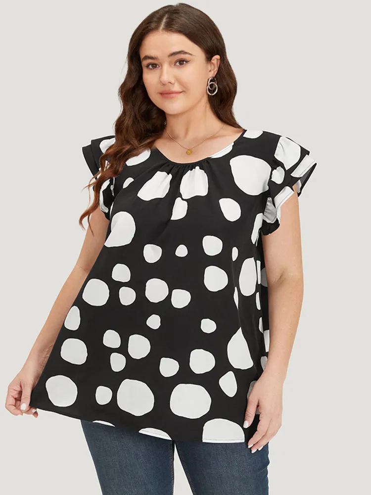 Polka Dot Flutter Cap Sleeve Tiered Blouse sold by Bloomchic product image thumbnail 2