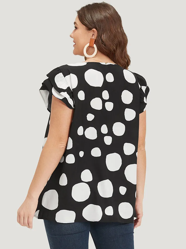 Polka Dot Flutter Cap Sleeve Tiered Blouse sold by Bloomchic product image thumbnail 4