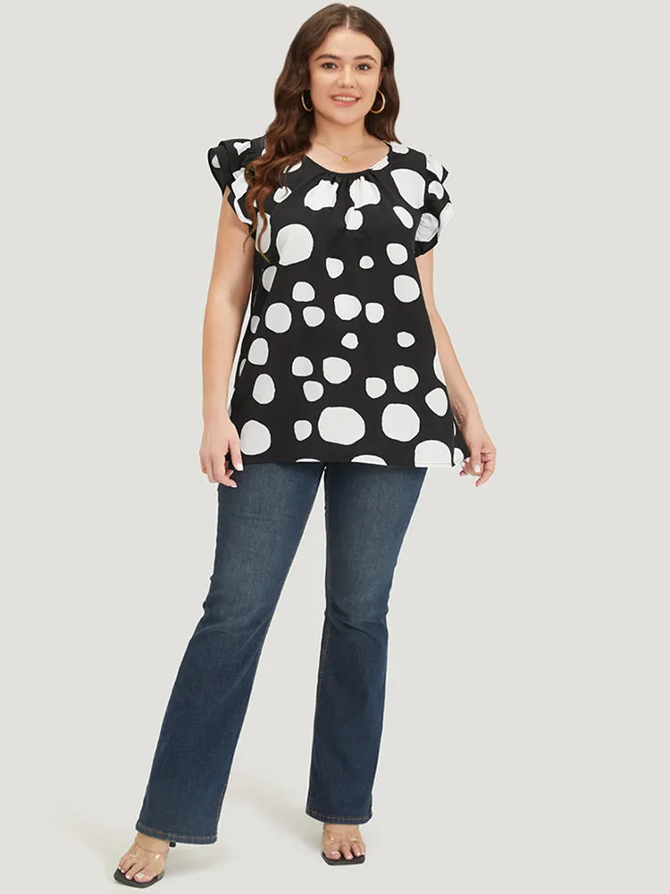 Polka Dot Flutter Cap Sleeve Tiered Blouse sold by Bloomchic product image thumbnail 3