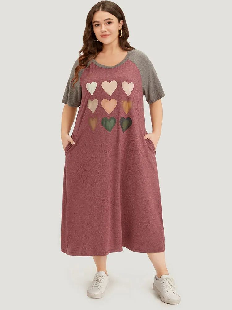 Supersoft Essentials Heart Print Round Neck Raglan Sleeve Dress sold by Bloomchic product image thumbnail 2