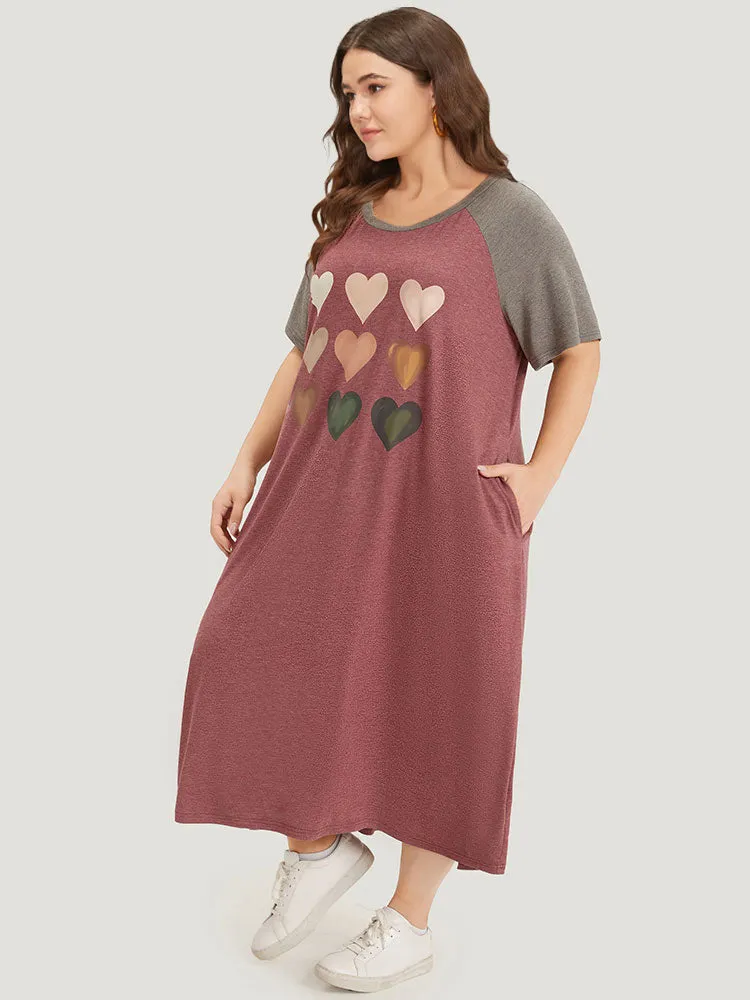 Supersoft Essentials Heart Print Round Neck Raglan Sleeve Dress sold by Bloomchic product image thumbnail 3