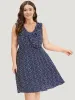 Polka Dot Ruffle Trim V Neck Sleeveless Dress sold by Bloomchic