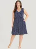 Polka Dot Ruffle Trim V Neck Sleeveless Dress sold by Bloomchic