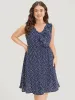 Polka Dot Ruffle Trim V Neck Sleeveless Dress sold by Bloomchic
