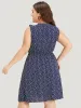 Polka Dot Ruffle Trim V Neck Sleeveless Dress sold by Bloomchic