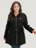 Solid Belted Button Detail Zipper Pocket Coat sold by Bloomchic