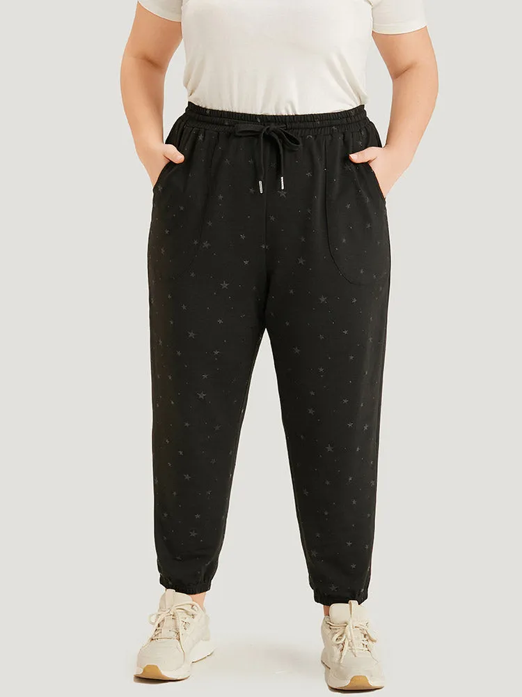 Star Drawstring Slant Pocket Elastic Waist Sweatpants sold by Bloomchic product image thumbnail 3