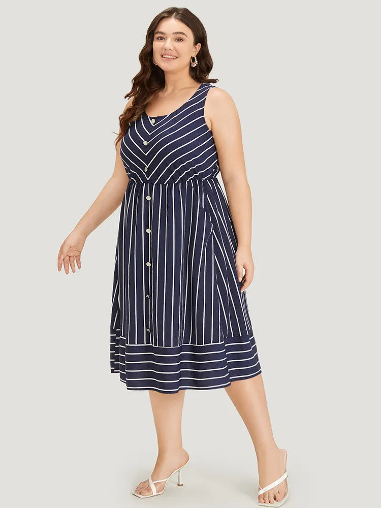 Striped Button Detail Elastic Waist Pocket Tank Dress sold by Bloomchic product image thumbnail 3