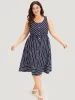 Striped Button Detail Elastic Waist Pocket Tank Dress sold by Bloomchic