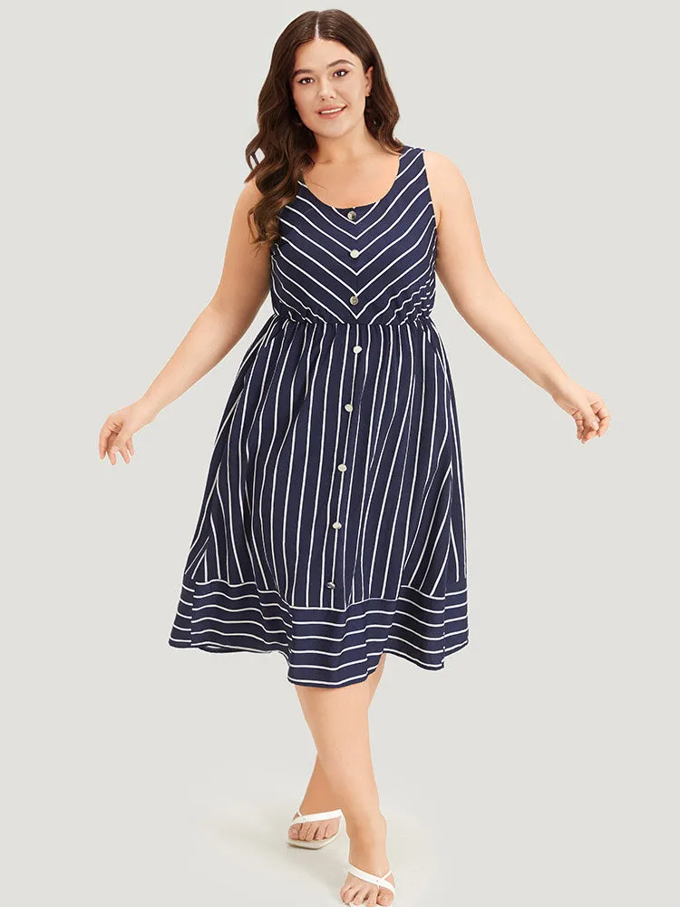 Striped Button Detail Elastic Waist Pocket Tank Dress sold by Bloomchic product image thumbnail 4