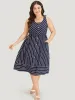 Striped Button Detail Elastic Waist Pocket Tank Dress sold by Bloomchic