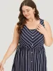 Striped Button Detail Elastic Waist Pocket Tank Dress sold by Bloomchic