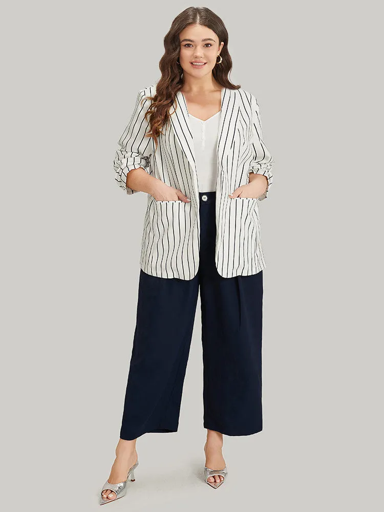 Striped Pocket Gathered Lapel Collar Blazer sold by Bloomchic product image thumbnail 3