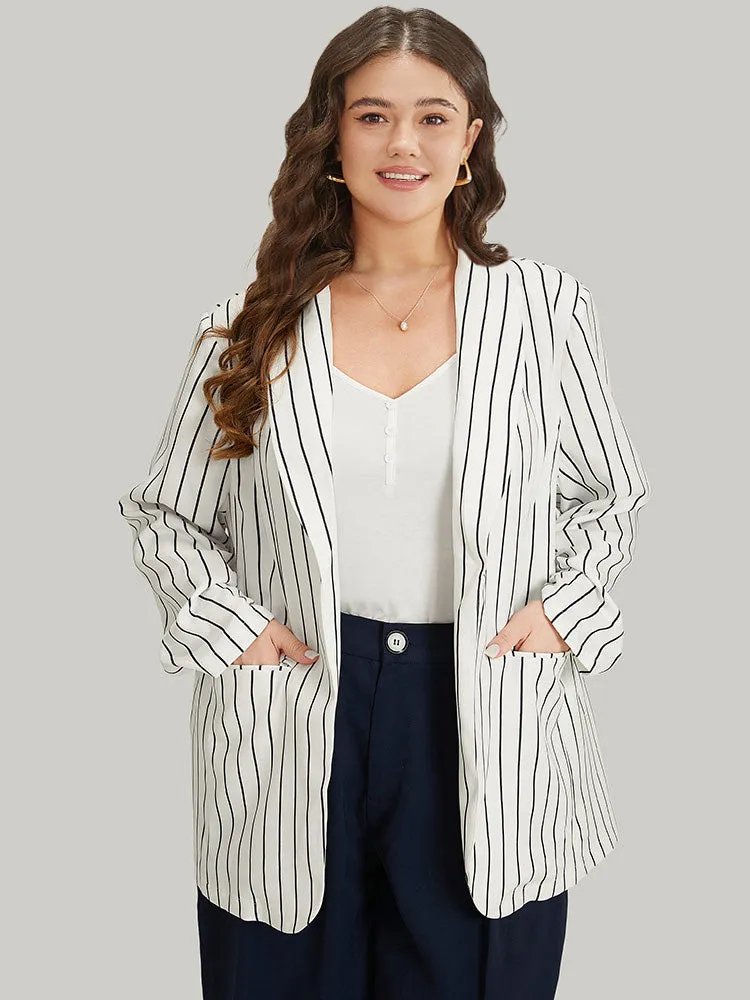 Striped Pocket Gathered Lapel Collar Blazer sold by Bloomchic product image thumbnail 5