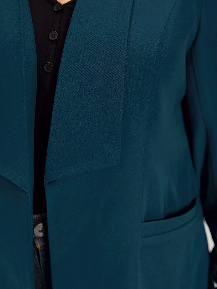 Solid Lapel Collar Drape Pocket Ruched Cuffs Blazer sold by Bloomchic product image thumbnail 5