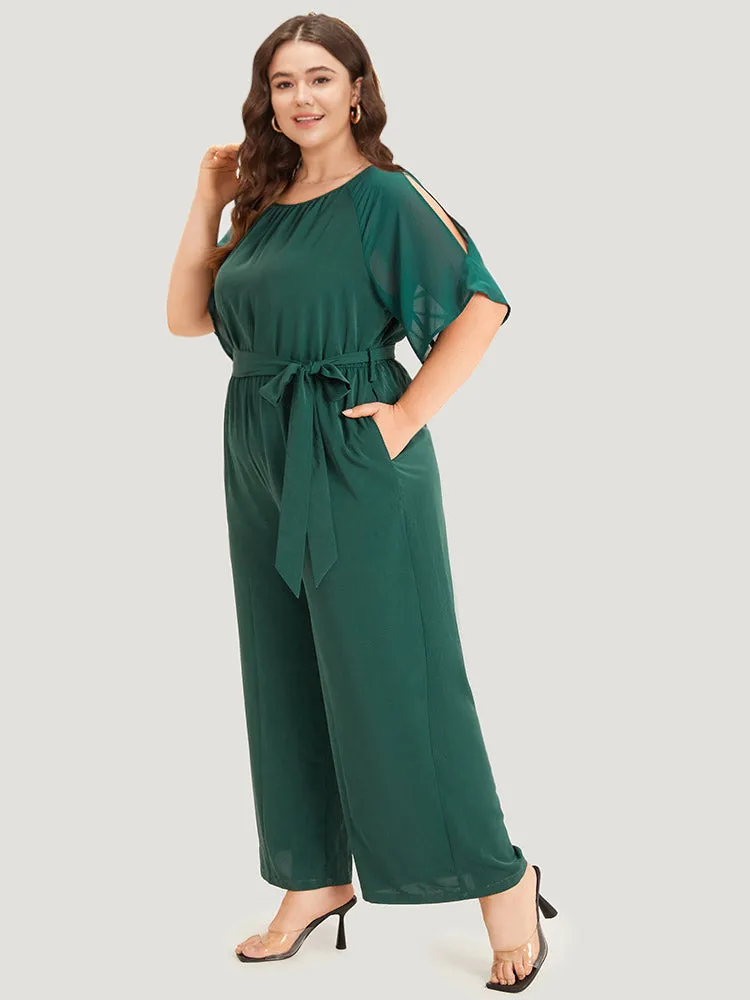 Solid Belted Pocket Cut Out Zipper Jumpsuit sold by Bloomchic product image thumbnail 4