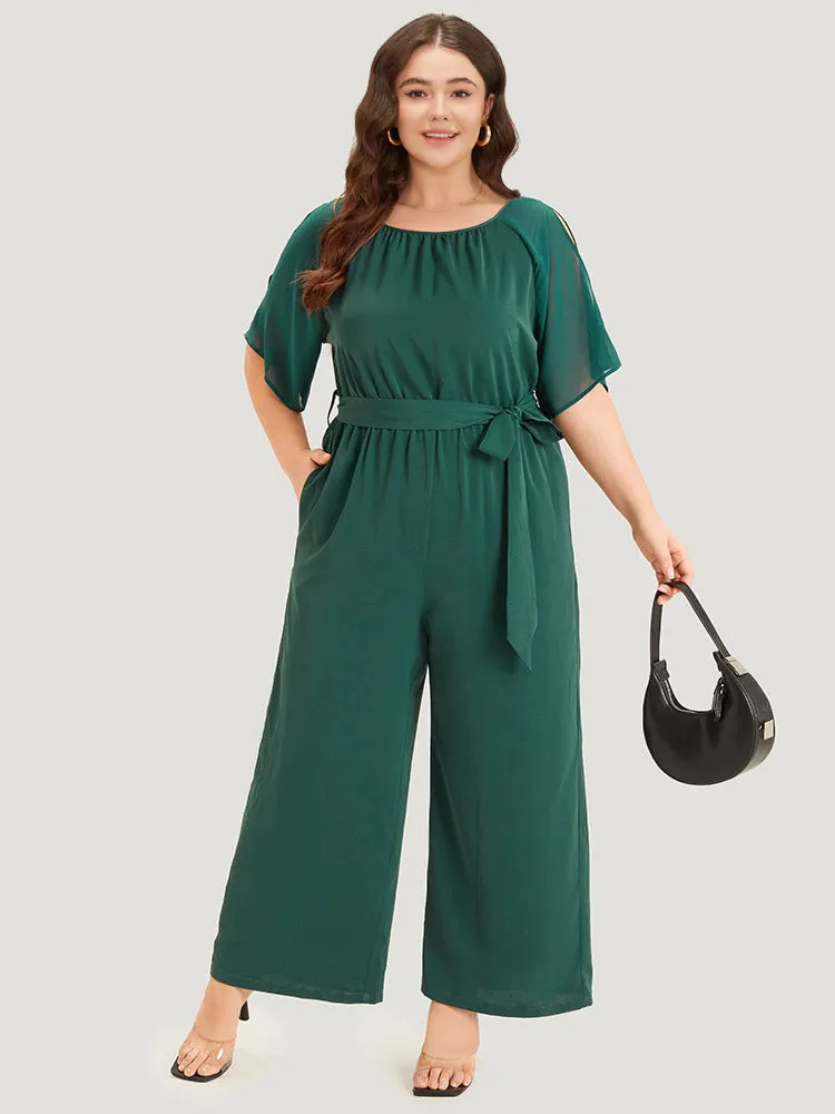 Solid Belted Pocket Cut Out Zipper Jumpsuit sold by Bloomchic
