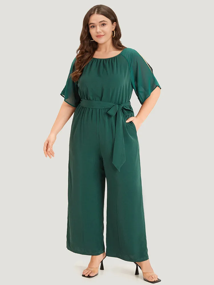 Solid Belted Pocket Cut Out Zipper Jumpsuit sold by Bloomchic product image thumbnail 3