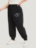 Plain Heart Embroidered Drawstring Pocket Sweatpants sold by Bloomchic