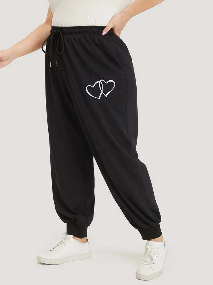 Plain Heart Embroidered Drawstring Pocket Sweatpants sold by Bloomchic product image thumbnail 2