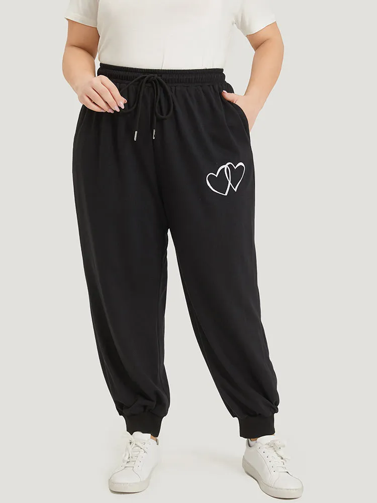 Plain Heart Embroidered Drawstring Pocket Sweatpants sold by Bloomchic product image thumbnail 3
