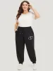 Plain Heart Embroidered Drawstring Pocket Sweatpants sold by Bloomchic