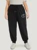 Plain Heart Embroidered Drawstring Pocket Sweatpants sold by Bloomchic