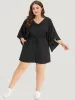 Plain Pocket Flounce Sleeve Elastic Waist Ties Jumpsuit sold by Bloomchic