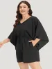 Plain Pocket Flounce Sleeve Elastic Waist Ties Jumpsuit sold by Bloomchic